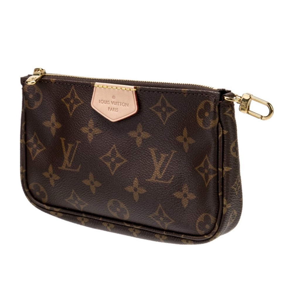 Louis Vuitton Brown Monogram Clutch with Gold Accents